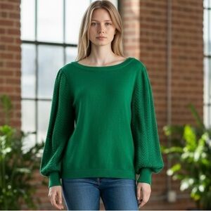 Charter Club Green Puff Sleeve Sweater Sz XL